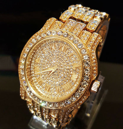 Pave Iced Out Roman Numeral Hip Hop Watch