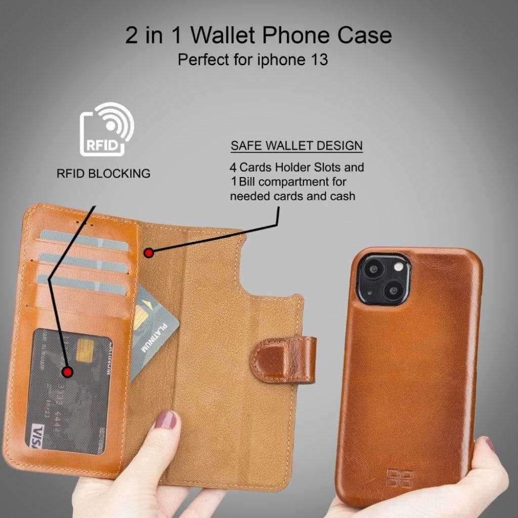 Full Leather Coating Detachable Wallet Case for Apple iPhone 13 Series