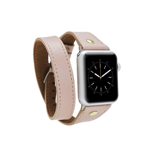 Leeds Double Tour Slim with Gold Bead Apple Watch Leather Straps
